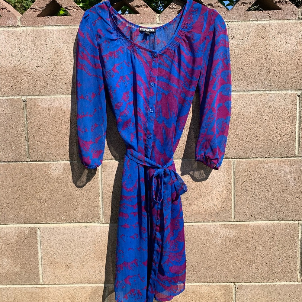 Express Button Down Dress with Tied Waist